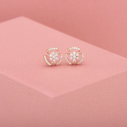Glittering Grace Diamond Rose Gold Earrings