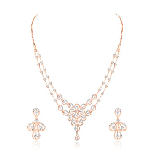 14KT Rose Gold Astra Necklace and Earring Set